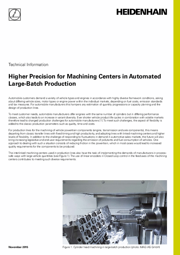 Higher Precision for Machining Centers in Automated Large-Batch Production